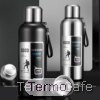 Botella de agua térmica de acero inoxidable de 500ml con tapa antifugas, diseño moderno y aislante, ideal para mantener tus bebidas frías o calientes.