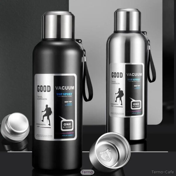 Botella de agua térmica de acero inoxidable de 500ml con tapa antifugas, diseño moderno y aislante, ideal para mantener tus bebidas frías o calientes.
