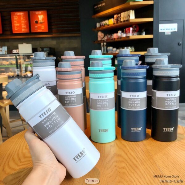 Botella termo de viaje portátil de 500 ml, aislante térmico con diseño elegante, ideal para mantener bebidas calientes o frías en cualquier lugar.
