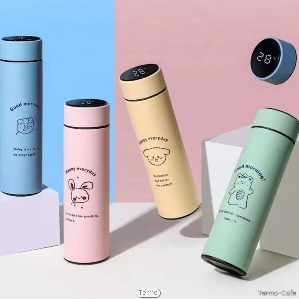 Botella térmica inteligente con pantalla de temperatura, diseño portátil y elegante, ideal para mantener tus bebidas a la temperatura perfecta.