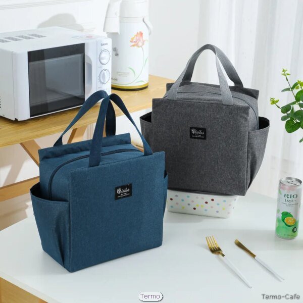 Bolsa térmica multifuncional para alimentos y bebidas, diseño moderno y práctico en color negro, ideal para mantener la temperatura y transportar comida de manera eficiente.