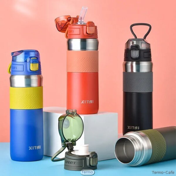 Botellas térmicas XITAI Sport de acero inoxidable en colores lisos, con tapa segura, boquilla y filtro, ideal para deporte y uso diario
